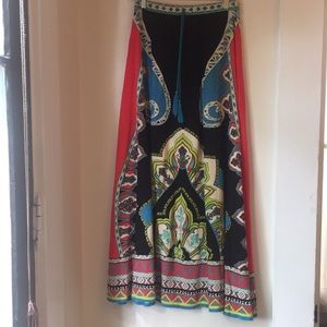 Boho ethnic flowy maxi skirt Aztec. Size Large.